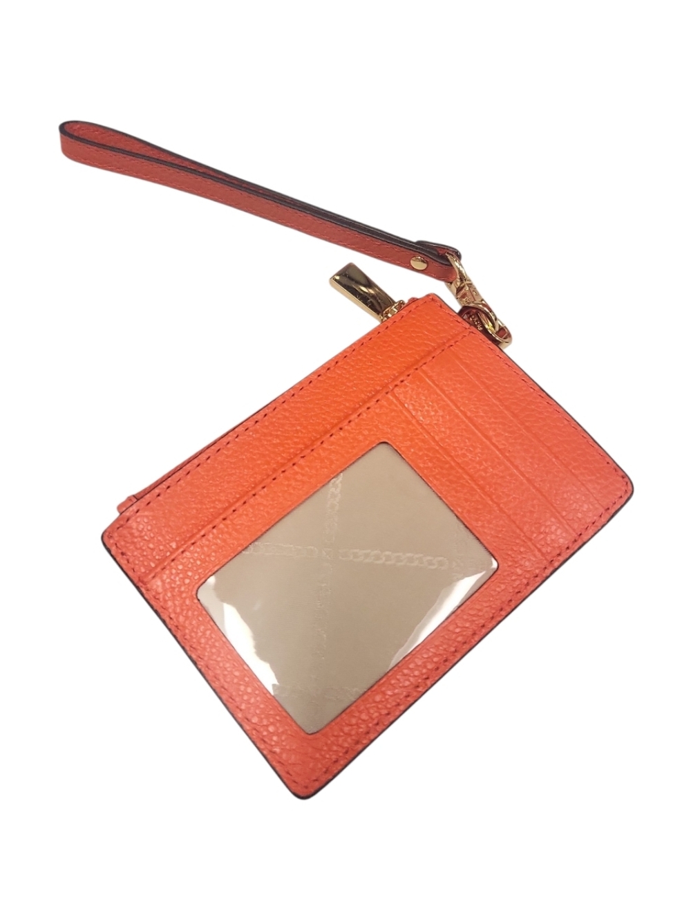 NWT Michael Kors Optic Orange Small Pebbled Leather Coin Purse Wristlet Wallet - Picture 2 of 12